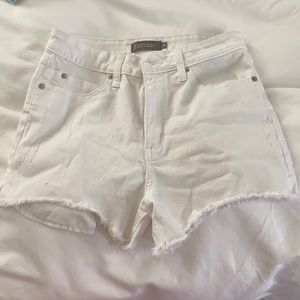 JUSTUSA white high waisted jean shorts